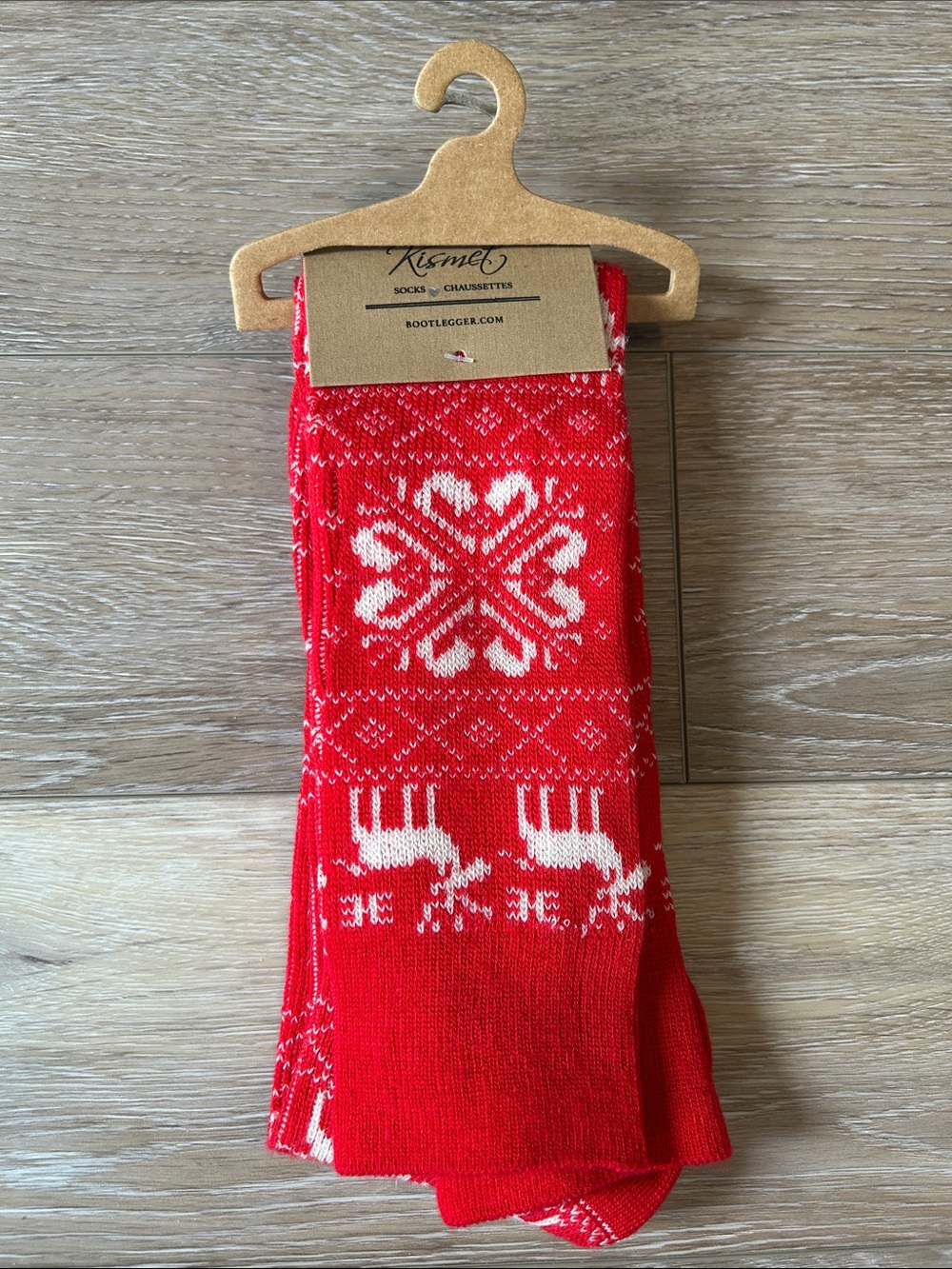 Kismet Red & White Holiday Fair Isle Reindeer Socks
